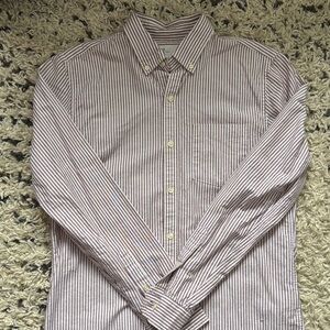 GAP Men’s Maroon and White Striped Slim Fit Shirt size M 100% cotton